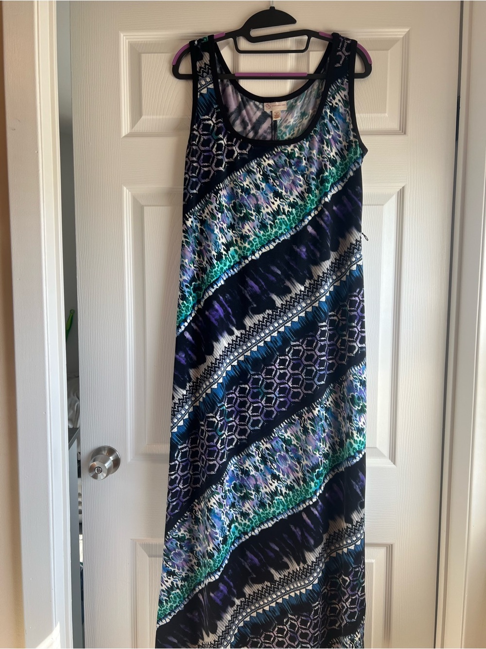 Dress Barn Sleeveless Maxi Dress in Navy, Teal & Purple